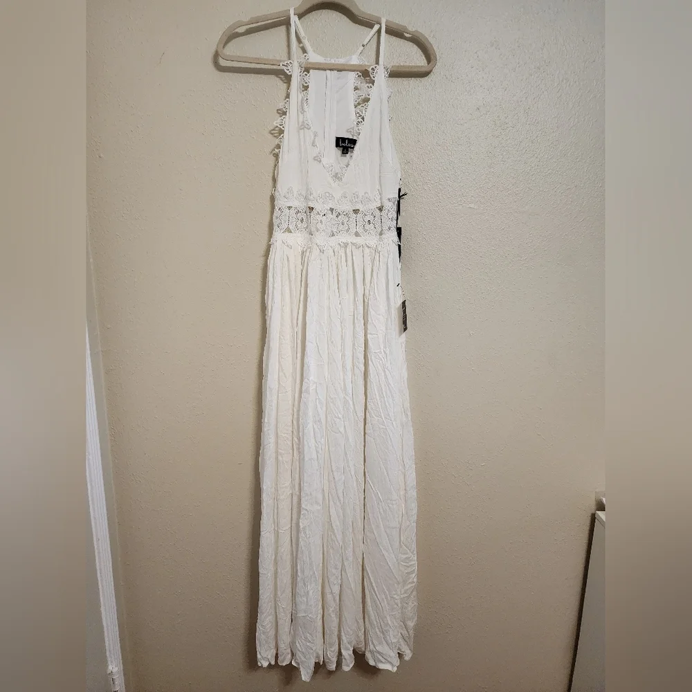 Lulus This is Love White Lace Maxi Dress S Wedding Vacation Resortwear Beach - Picture 6 of 10
